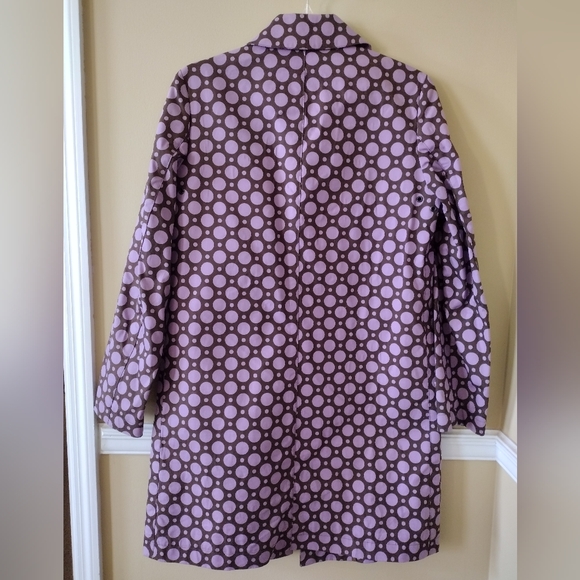 Drizzle Lavender Brown Polka Dot Raincoat Size Small - Picture 2 of 5